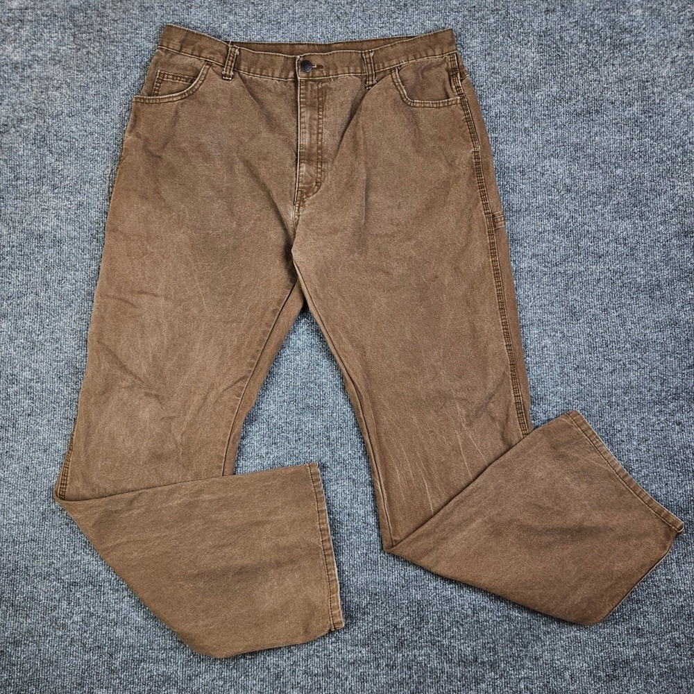 Dickies Carpenter Pants Mens 38x34 Brown‎ Duck Canvas Workwear Relaxed Fit